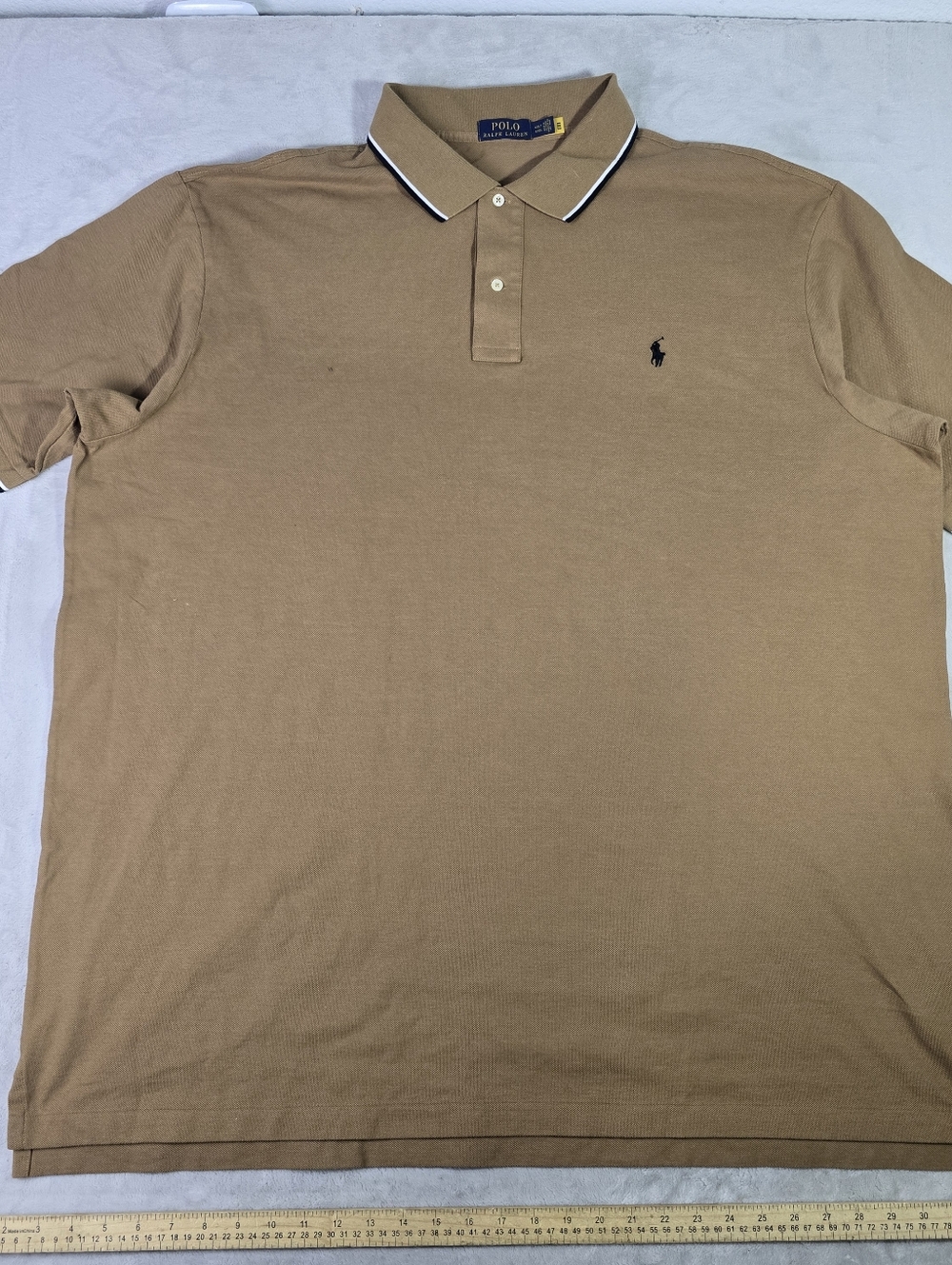 Polo Ralph Lauren Tan Brown Polo Short Sleeve Shirt Sz 4XLT